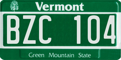 VT license plate BZC104