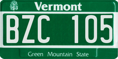 VT license plate BZC105
