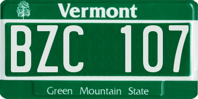 VT license plate BZC107