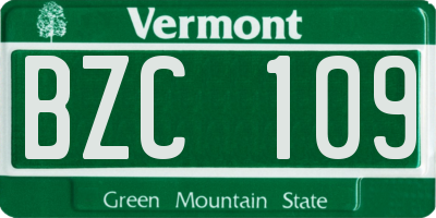 VT license plate BZC109