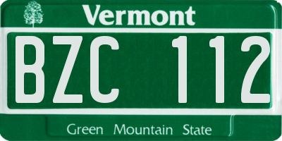 VT license plate BZC112