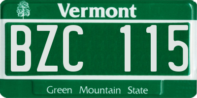 VT license plate BZC115