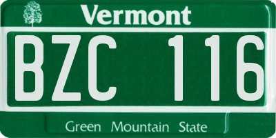 VT license plate BZC116