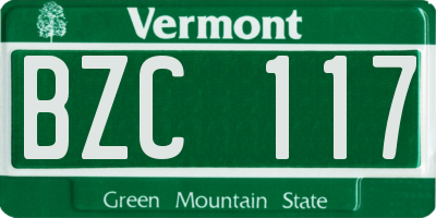 VT license plate BZC117