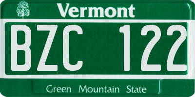 VT license plate BZC122