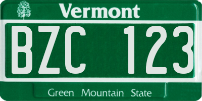 VT license plate BZC123