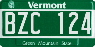 VT license plate BZC124