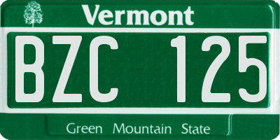 VT license plate BZC125