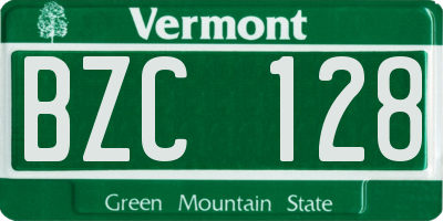 VT license plate BZC128