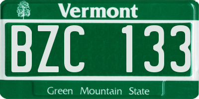 VT license plate BZC133