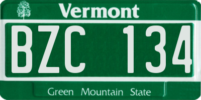 VT license plate BZC134