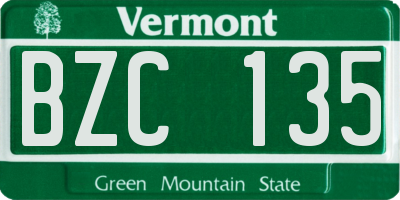 VT license plate BZC135