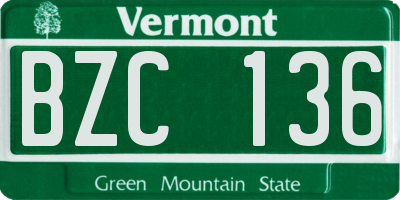 VT license plate BZC136