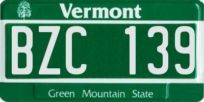 VT license plate BZC139