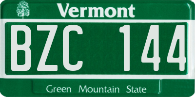 VT license plate BZC144