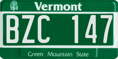 VT license plate BZC147