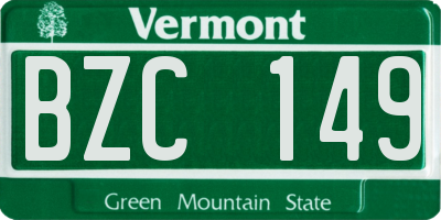VT license plate BZC149