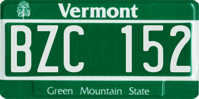 VT license plate BZC152