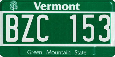 VT license plate BZC153