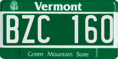 VT license plate BZC160