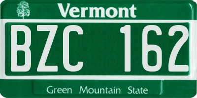 VT license plate BZC162