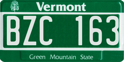 VT license plate BZC163