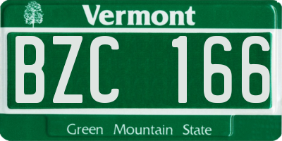 VT license plate BZC166