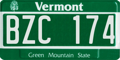 VT license plate BZC174