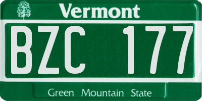 VT license plate BZC177
