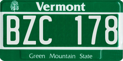 VT license plate BZC178