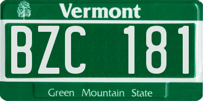 VT license plate BZC181
