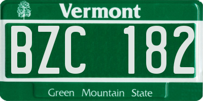 VT license plate BZC182