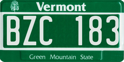 VT license plate BZC183