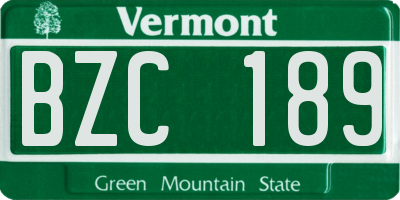 VT license plate BZC189