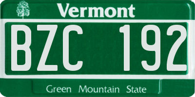 VT license plate BZC192
