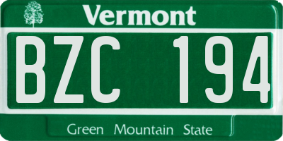 VT license plate BZC194