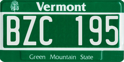 VT license plate BZC195