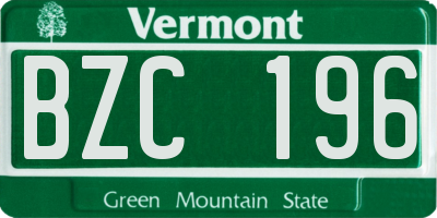 VT license plate BZC196