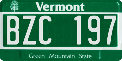 VT license plate BZC197
