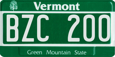 VT license plate BZC200