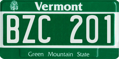 VT license plate BZC201