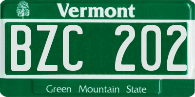 VT license plate BZC202