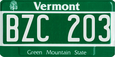 VT license plate BZC203