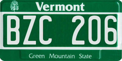 VT license plate BZC206