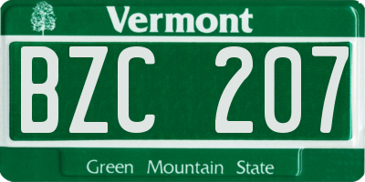 VT license plate BZC207