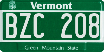 VT license plate BZC208
