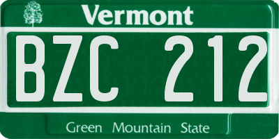 VT license plate BZC212