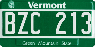 VT license plate BZC213