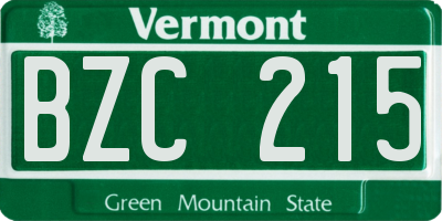 VT license plate BZC215