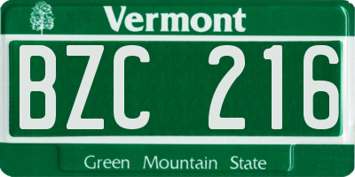 VT license plate BZC216